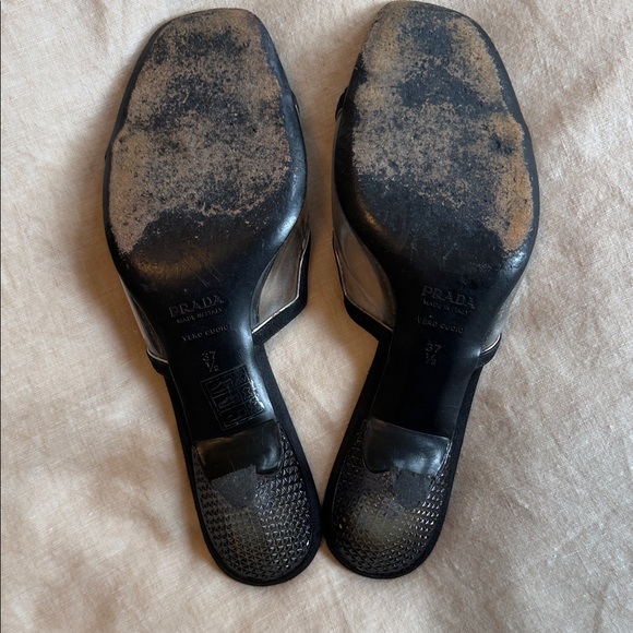 Prada Black and Silver Heeled Sandals - Picture 3 of 5